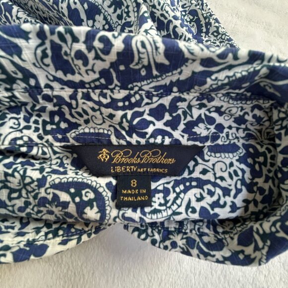 Brooks Brothers Liberty Art Fabrics Cotton Blue Paisley Button-Down Shirt Size 8 - Picture 3 of 8